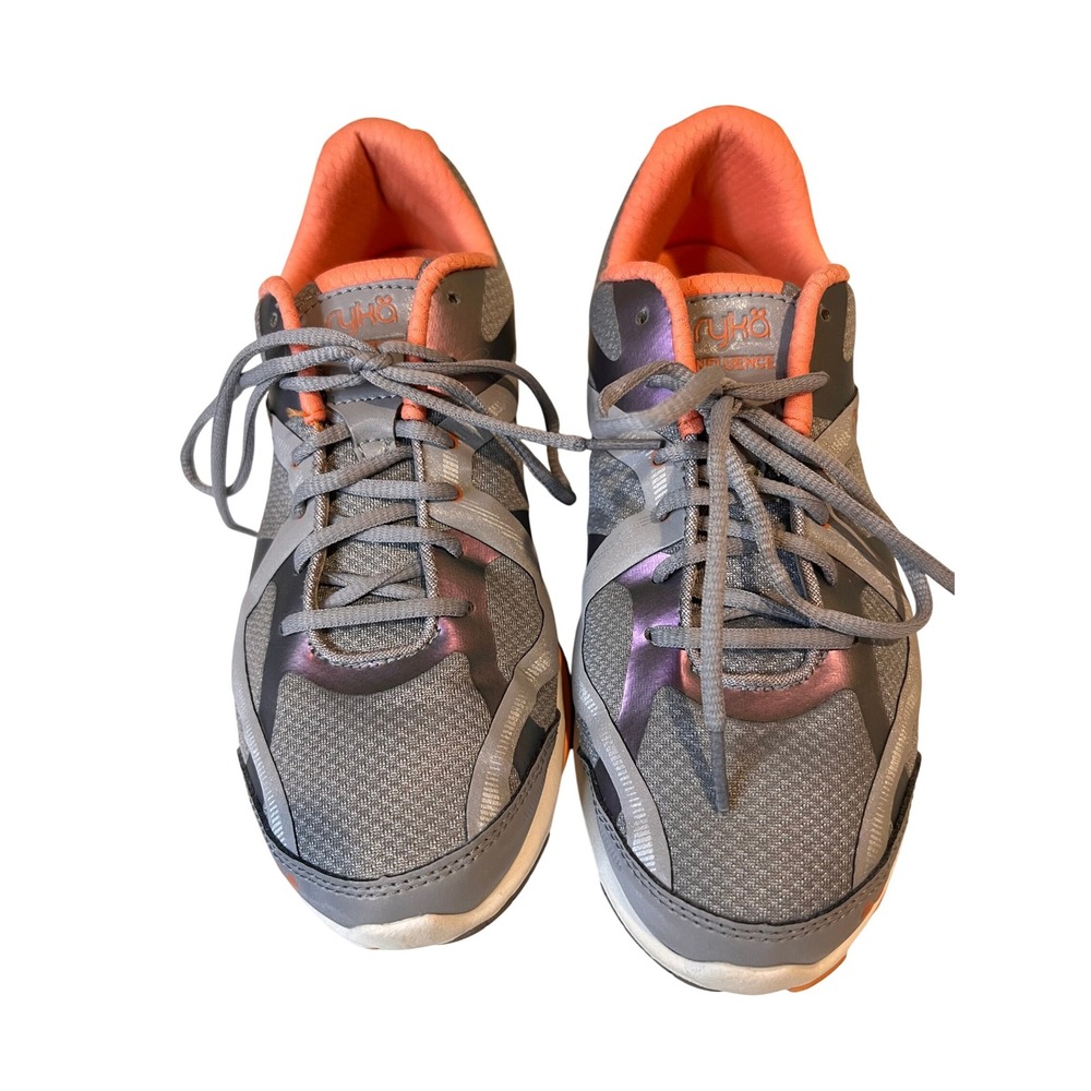 Ryka Women's Gray Orange‎ Athletic Shoes Sneakers Lace Up Comfort Fit